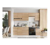 Cuisine BONO chêne clair - BONO - 8 meubles - Charnières amorties - Pieds réglables - Poignées métalliques