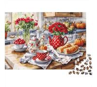 Cuisine Champêtre Petit Déjeuner Puzzle 1000 Pièces Papier pour Adultes Service à Thé Puzzle en Famille Détente Décoration Cadeau 52x38cm/1000pcs