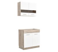 Cuisine compacte 80 cm blanc et chêne - mini cuisine avec éléments d’armoire sans évier ni appareils