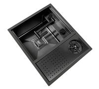 Cuisine compacte en Acier Inoxydable à Un Seul bac et Petit Mini-Bar pour Camping-Car avec Robinet à Siphon, Couvercle, Lave-gobelet Pliable et Gain de Place