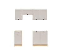 Cuisine complète 180 cm Chêne Bernstein/Uni cachemire - Plan de travail non inclus