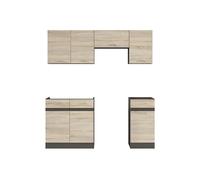 Cuisine complète 180 cm,Ensemble de meuble de cuisine coloris chêne Sonoma/Marron, sans plan de travail
