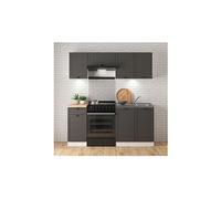 Cuisine complète 180 cm - -,Ensemble de meuble de cuisine coloris Gris graphite/Blanc, sans plan de travail - PEGANE -