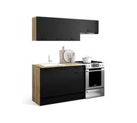 IDMarket Cuisine complète SUBTIL 180 cm avec plan de travail 5 éléments bois et noir