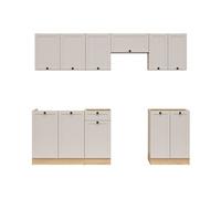 Cuisine complète 240 cm - Chêne Bernstein/Cachemire - Sans plan de travail