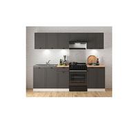 Cuisine complète 240 cm - -,Ensemble de meuble de cuisine coloris Gris graphite/Blanc, sans plan de travail - PEGANE -