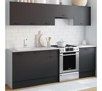 Cuisine Complète 240 Cm Subtil Avec Plan De Travail 7 Éléments Blanc Et Gris Blanc