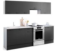 IDMARKET Cuisine complète 240 cm SUBTIL avec plan de travail 7 éléments blanc et gris