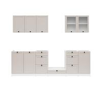 Cuisine complète 260 cm - Blanc/Cachemire - Panneaux de particules - Sans plan de travail