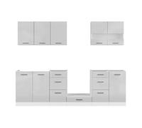 Cuisine complète 260 cm - -,Ensemble de meuble de cuisine coloris Blanc/Gris clair brillant, plan de travail non inclus - PEGANE -