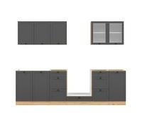Cuisine complète 260 cm, Ensemble de meuble de cuisine coloris Chêne bernstein, plan de travail non inclus - -