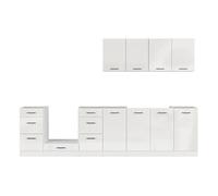Cuisine complète 300 cm - -,Ensemble de meuble de cuisine coloris Blanc/Craie brillant, plan de travail non inclus - PEGANE -
