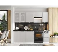 Cuisine complète ALESSANDRA 240 cm emplacement four encastrable - gris clair