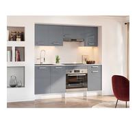 Cuisine complète - Avec plan de travail 180 cm - Gris brillant et Blanc - TRATTORIA