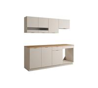 Cuisine complète - Avec plan de travail 200 cm - Beige et Naturel - CARMEO