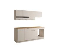 Cuisine complète - Avec plan de travail 200 cm - Beige et Naturel - CARMEO