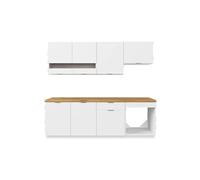 Cuisine complète - Avec plan de travail 200 cm - Blanc et Naturel - CARMEO