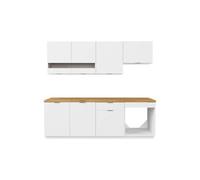 Cuisine complète - Avec plan de travail 200 cm - Blanc et Naturel - CARMEO