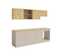 Cuisine complète - Avec plan de travail 242 cm - Beige et Naturel clair - YORINA