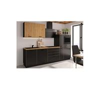 Cuisine complete AYA Décor L 280 P 60 H 214 cm Plan de travail inclus Noir