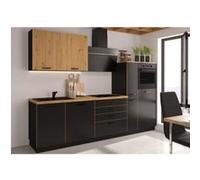 Cuisine complete AYA Décor L 280 P 60 H 214 cm Plan de travail inclus Noir