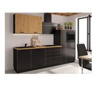 Cuisine complète AYA - Décor noir - L 280 x P 60 x H 214 cm - Plan de travail inclus
