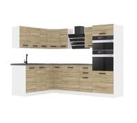 Cuisine Complète - B BELINI GROUP - MELANIE - Chêne Sonoma - Finition Ultra-Brillante - Système Silencieux