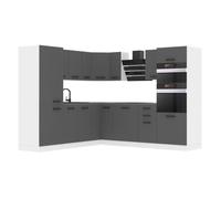 Cuisine Complète - B BELINI GROUP - Modèle STACY - Argent Mat - Finition Ultra-Brillante - Système PRO+