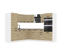 Cuisine Complète - B BELINI GROUP - Modèle STACY - Chêne Sonoma - Finition Ultra-Brillante - Tiroirs Silencieux