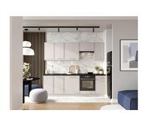 Cuisine complète Bora 8 éléments couleur beige mat avec plan de travail inclus - Longueur 180/240 cm - -