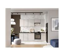 Cuisine complète Bora 8 éléments couleur beige mat - Longueur 240 cm