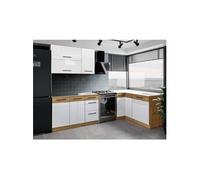 ROCK Cuisine complete d angle Mélaminé chene Lancelot et matera 270 150 cm Plan de