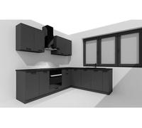 PEGANE Cuisine complète d'angle ANIA 9 éléments Couleur Graphite - Longueur 200/260 cm