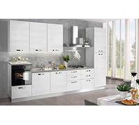 Cuisine complète d'appareils électroménagers (four, évier, hotte de cuisson) design linéaire - effet blanc mélèze - Dimensions: cm. 360 x 60 x 240- four à gauche