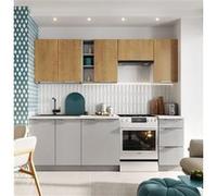 Cuisine complete Ela 7 elements couleur chene/gris clair - Longueur 240 cm -PEGANE- chêne/gris clair G