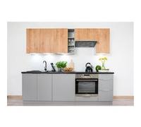 Cuisine complete Ela 8 elements couleur chene/gris clair - Longueur 240 cm -PEGANE- chêne/gris clair G