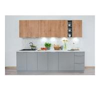 Cuisine complete Ela 8 elements couleur chene/gris clair - Longueur 260 cm -PEGANE- chêne/gris clair G