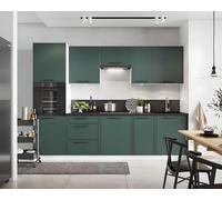 Cuisine complète emplacement four et lave-vaisselle encastrable 285 cm beige ou vert - LYNN