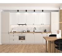 Cuisine complète emplacement four et lave-vaisselle encastrable 420 cm beige - LEA