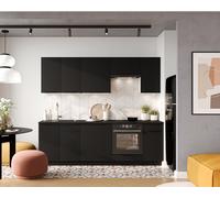 Cuisine complète emplacement pour four et lave-vaisselle encastrable 240 cm noir - LYDIA