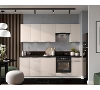 Cuisine complète emplacement pour four et lave-vaisselle encastrable chêne ou beige 240 cm - KARENNE - Beige