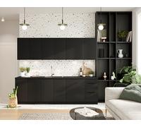 Cuisine complète emplacement pour lave-vaisselle intégrable 260 cm couleur noir - LYDIA