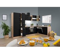 Cuisine Complète L-Forme 310x172 cm Respekta Angle Eiche Sonoma Noir Mat