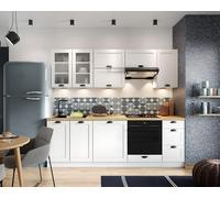 Cuisine complète linéaire emplacement four encastrable et lave vaisselle tout intégrable 240 cm - VICTORIA