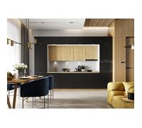 Cuisine complète LUNA 360 cm emplacement four encastrable et lave-vaisselle intégrable - chêne / noir