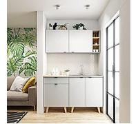 Cuisine complète LYKKA 140 cm idéal pour Studio et Petit Appartement Style scandinave