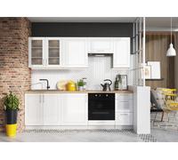 Cuisine complète MIA 240 cm emplacement four encastrable - blanc brillant