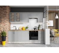 Cuisine complète MIA 240 cm emplacement four encastrable - gris mat