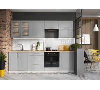 Cuisine complète MIA 260 cm emplacement four et lave-vaisselle encastrable - gris mat