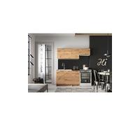 PEGANE Cuisine complète Mila 5 éléments Couleur chêne Artisan avec Plan de Travail Inclus - Longueur 120/180 cm